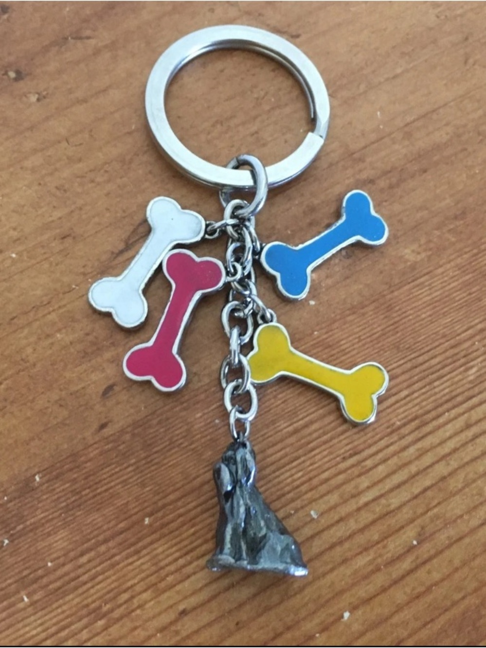 Vintage  Dog Yorkshire Terrier/Bones  Pewter Key Chain NWOT!